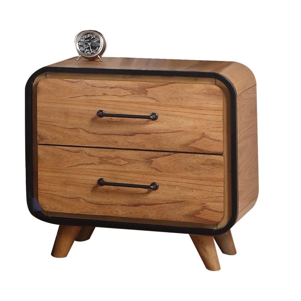 ACME Carla - Nightstand - Oak & Black | Meri Furniture