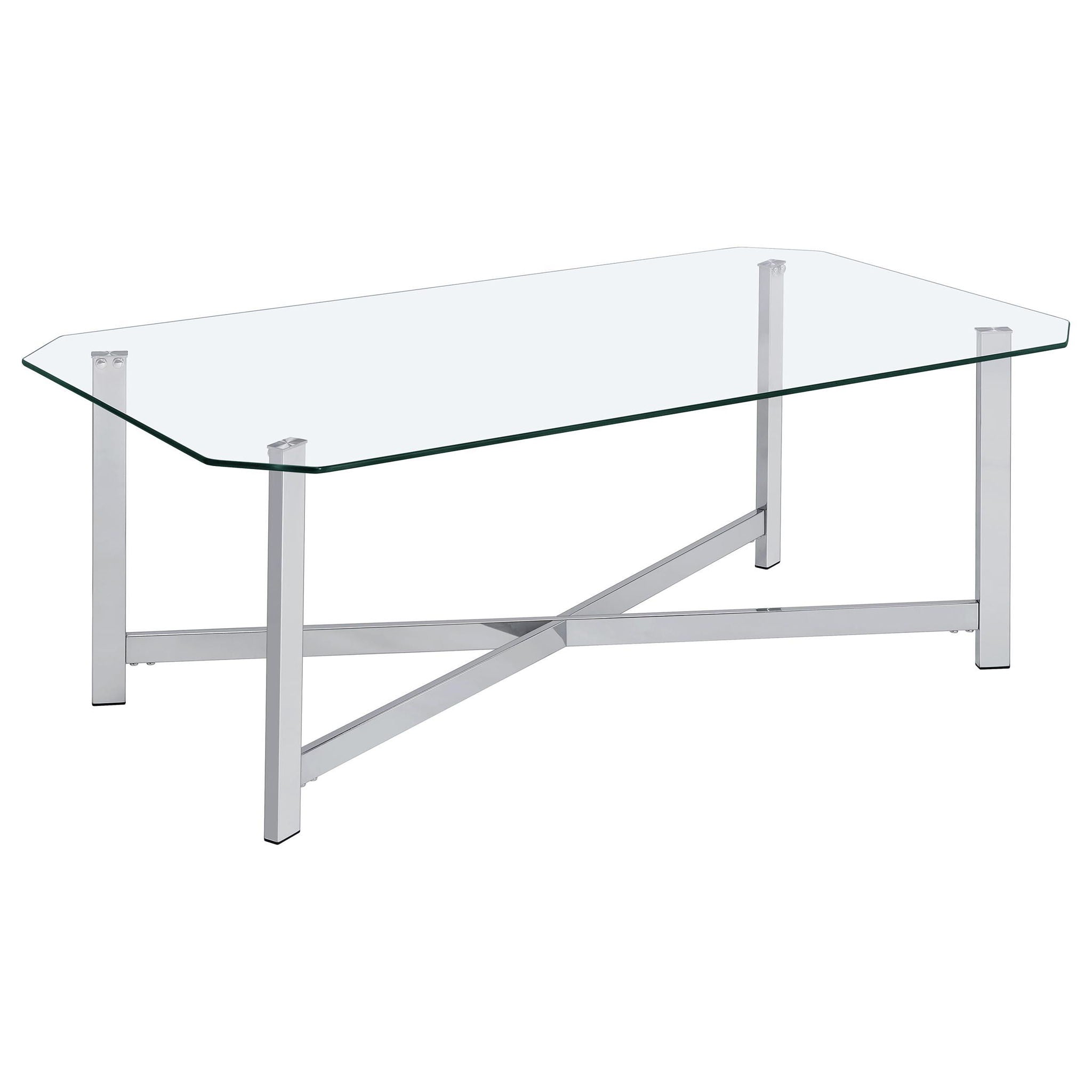 Cronin 2-piece Tempered Glass Top Coffee Table Set Chrome