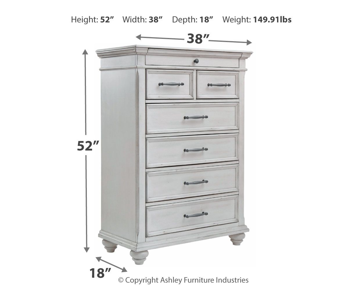 Ashley Furniture Kanwyn - Whitewash - Chest | Meri Furniture