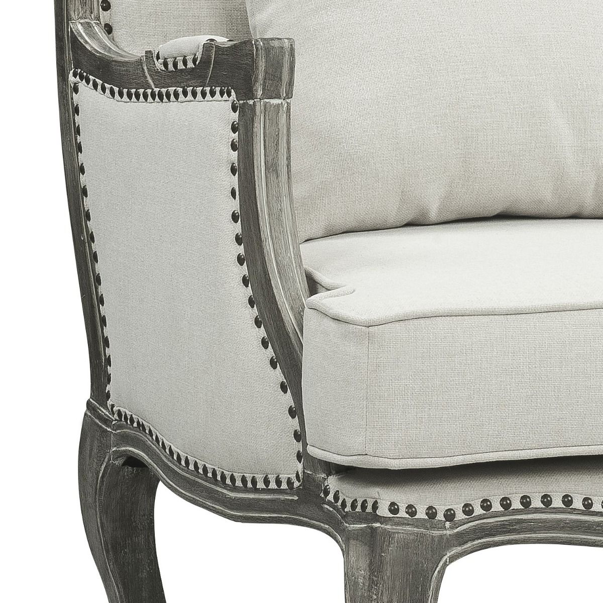 Tania - Chair With Pillow - Cream Linen & Gray