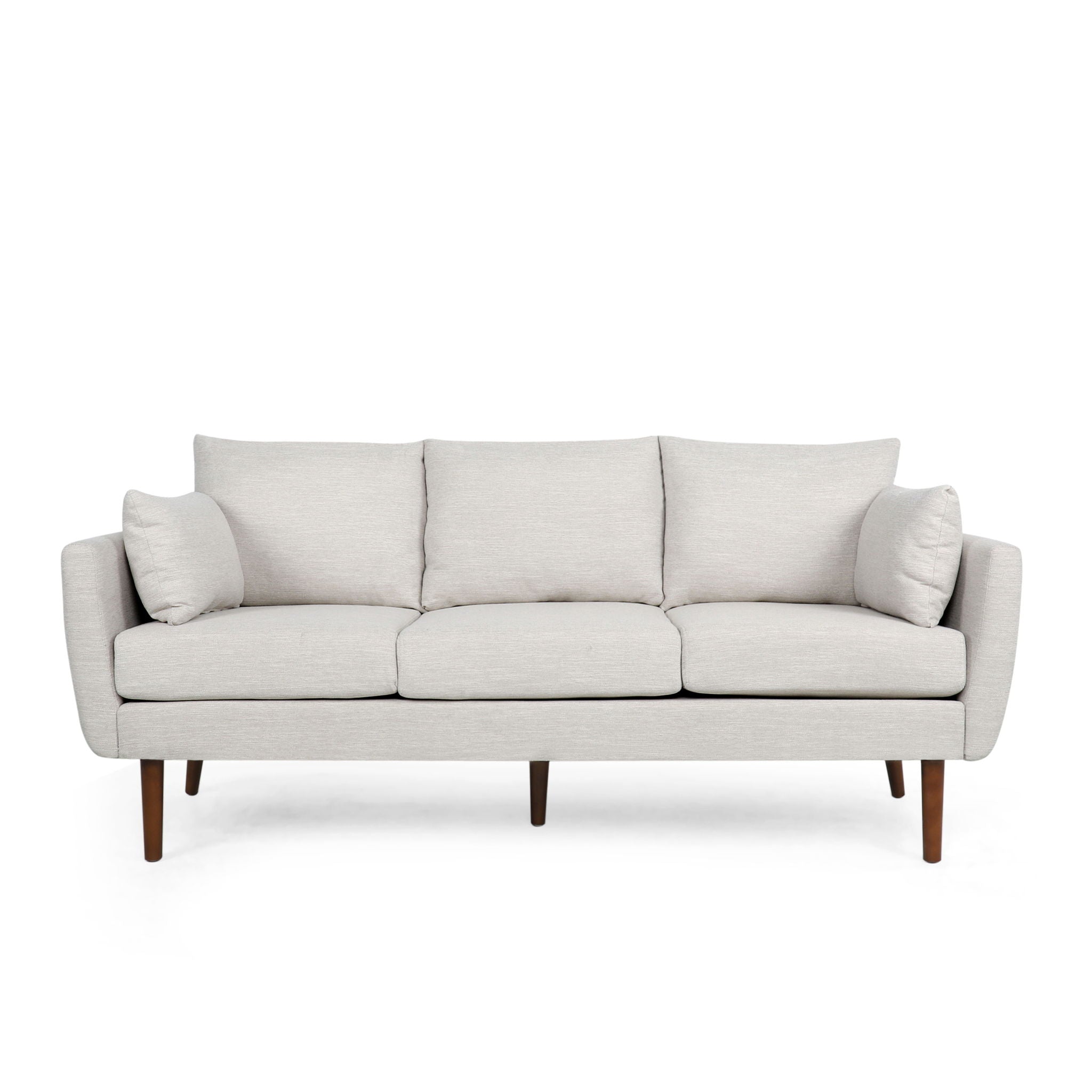 Diaphanous - Upholstered 3 Seater Sofa With 2 Accent Pillows And Wood Legs