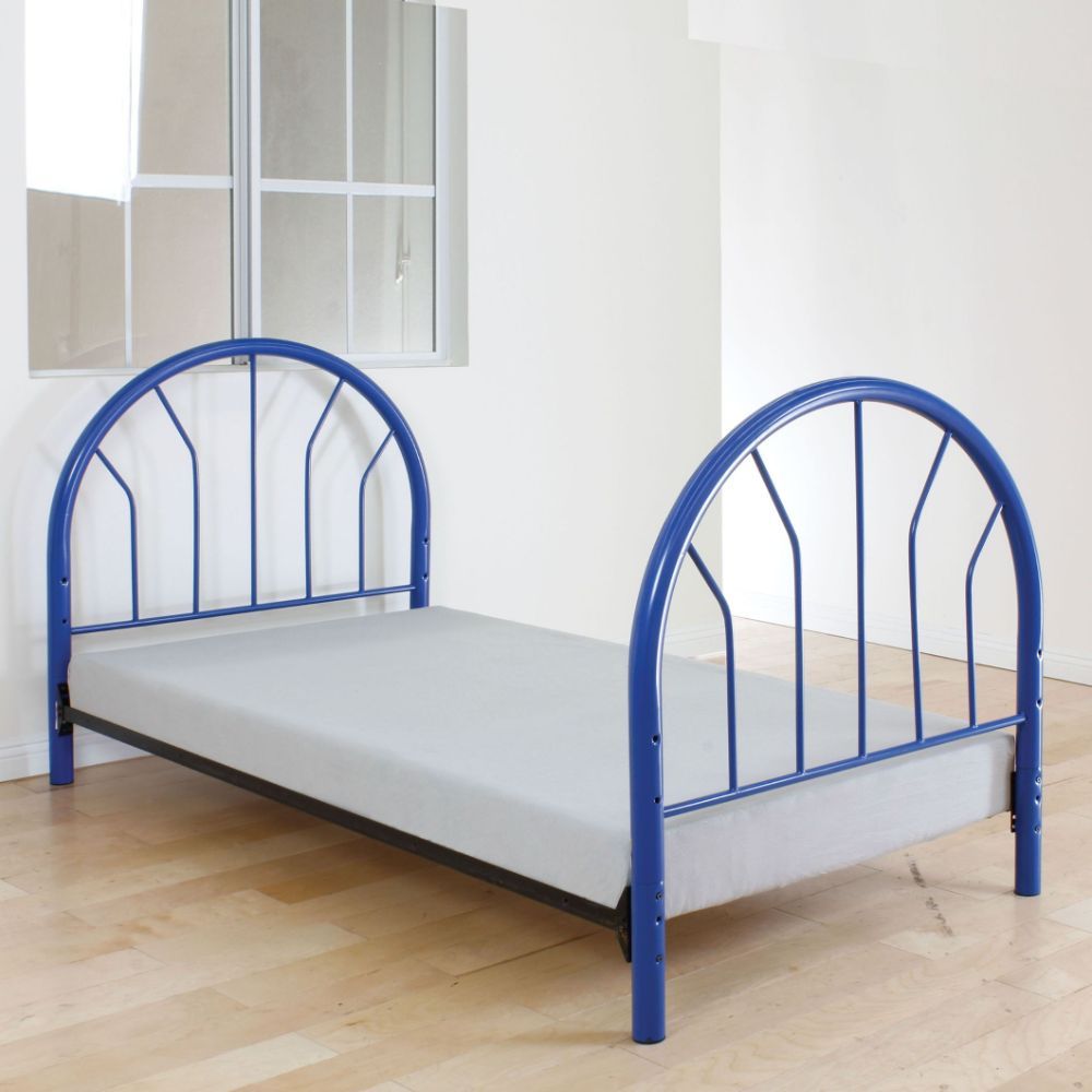 ACME Bring home the Silhouette Collection Bed and let your kids enjoy personal space without compromising on style. Superior quality metal for durability, round fan style headboard and footboard. Frame Rails, and slats not included. | Meri Furniture