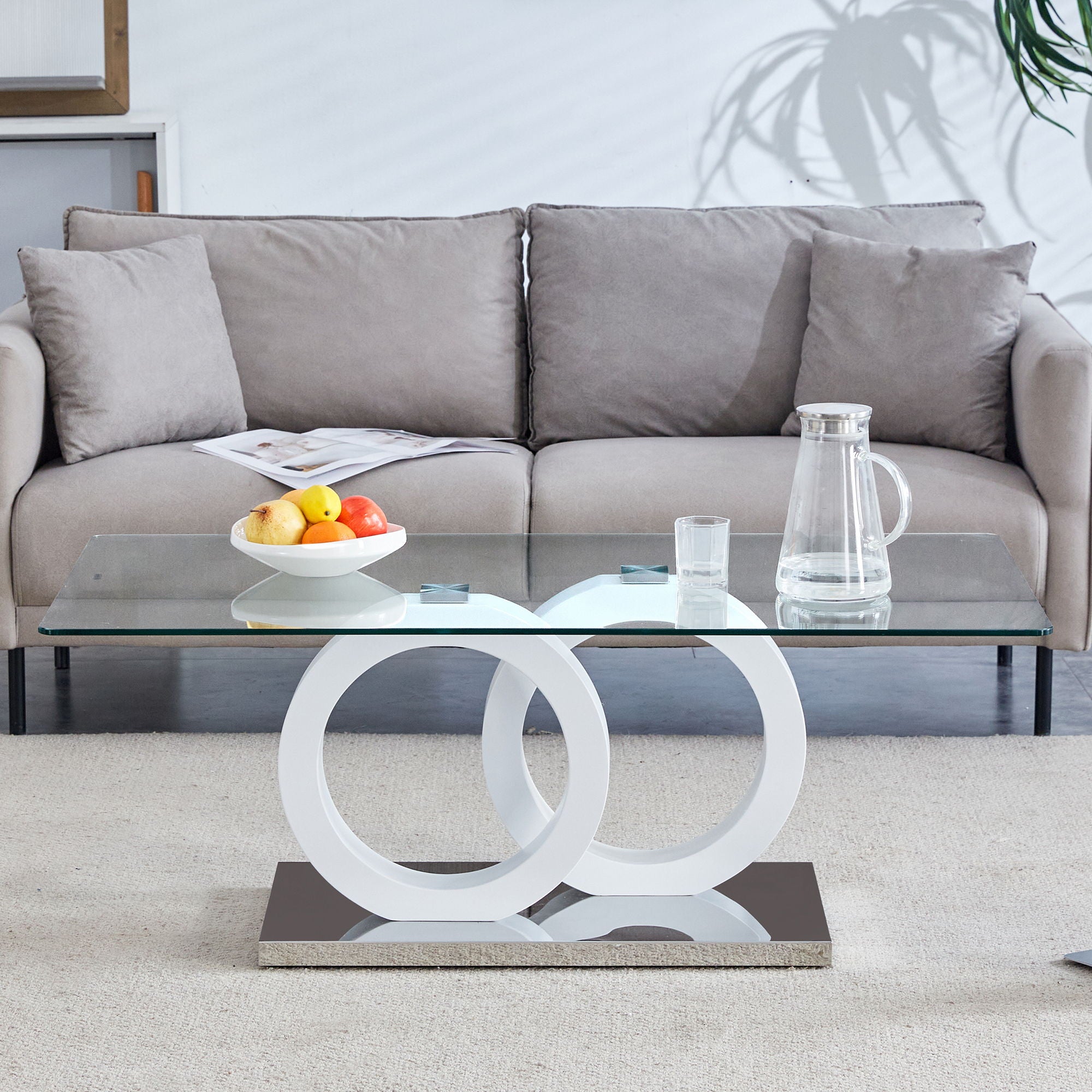 Contemporary Style Glass Top Coffee Table