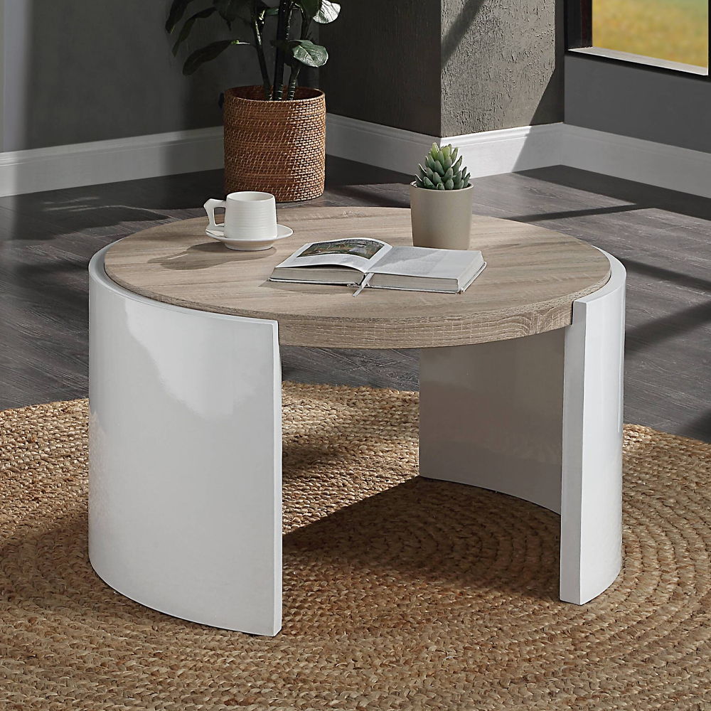 ACME Zoma - Coffee Table - Oak & White High | Meri Furniture