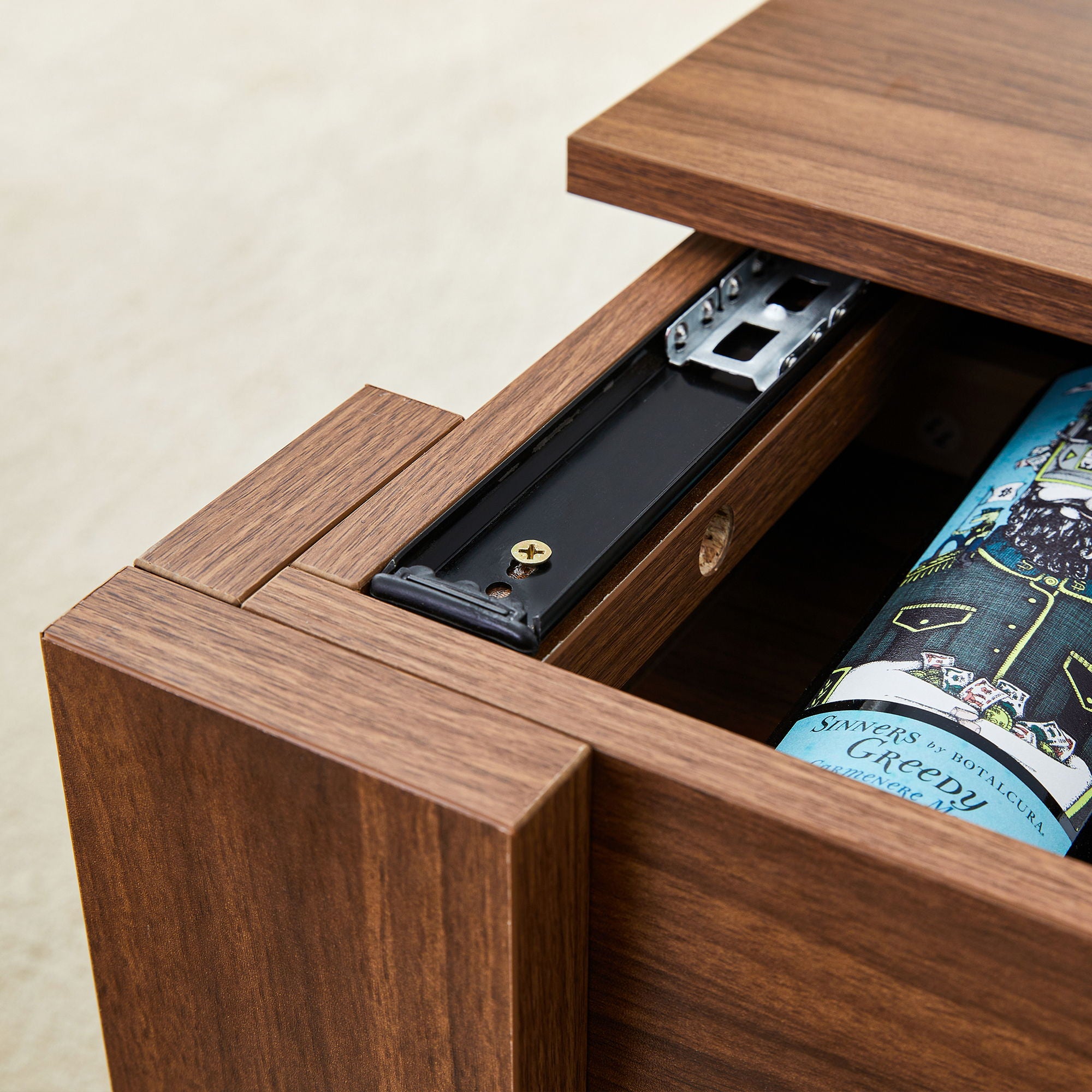 Multi Functional Coffee Table With Password Lock, Suitable For Storing Firearms And Wine - Walnut