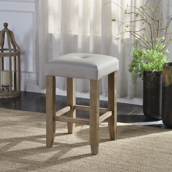 Charnell - Counter Height Stool Set of 2) - Gray Synthetic Leather & Oak