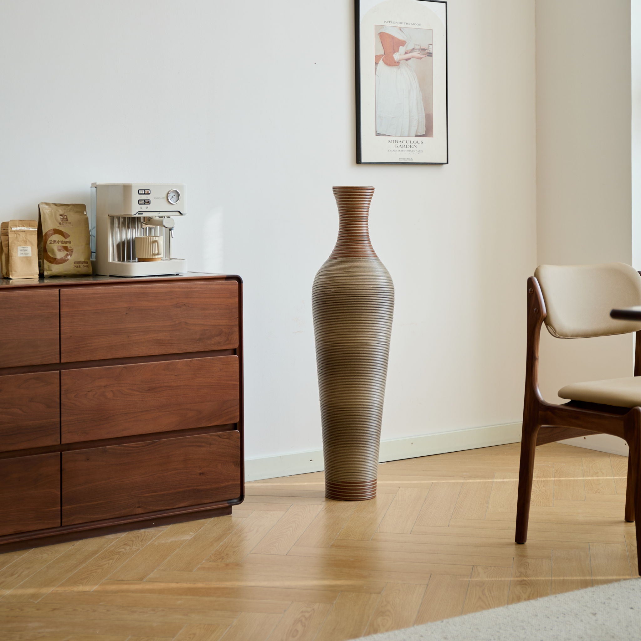 Tall Vase - Brown Decorative Floor Vase, Classic Neat Floor Vase Tall Freestanding Flower Holder, Artificial Rattan Vase, Floor Vase, Flower Holder For Home Decor - Gray