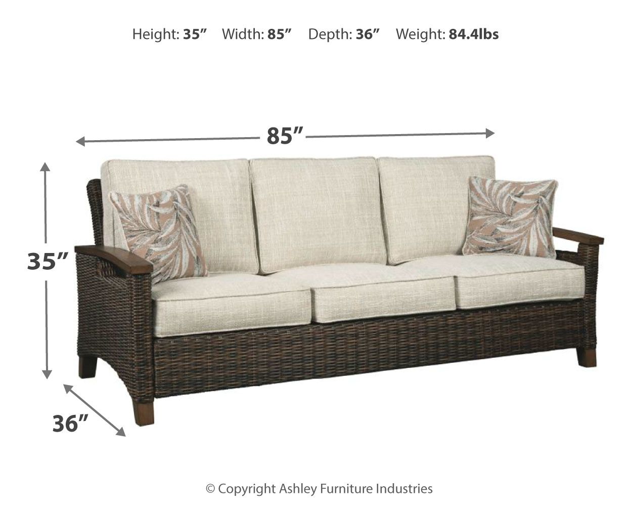 Ashley Furniture Paradise - Medium Brown - Sofa With Cushion | Meri Furniture