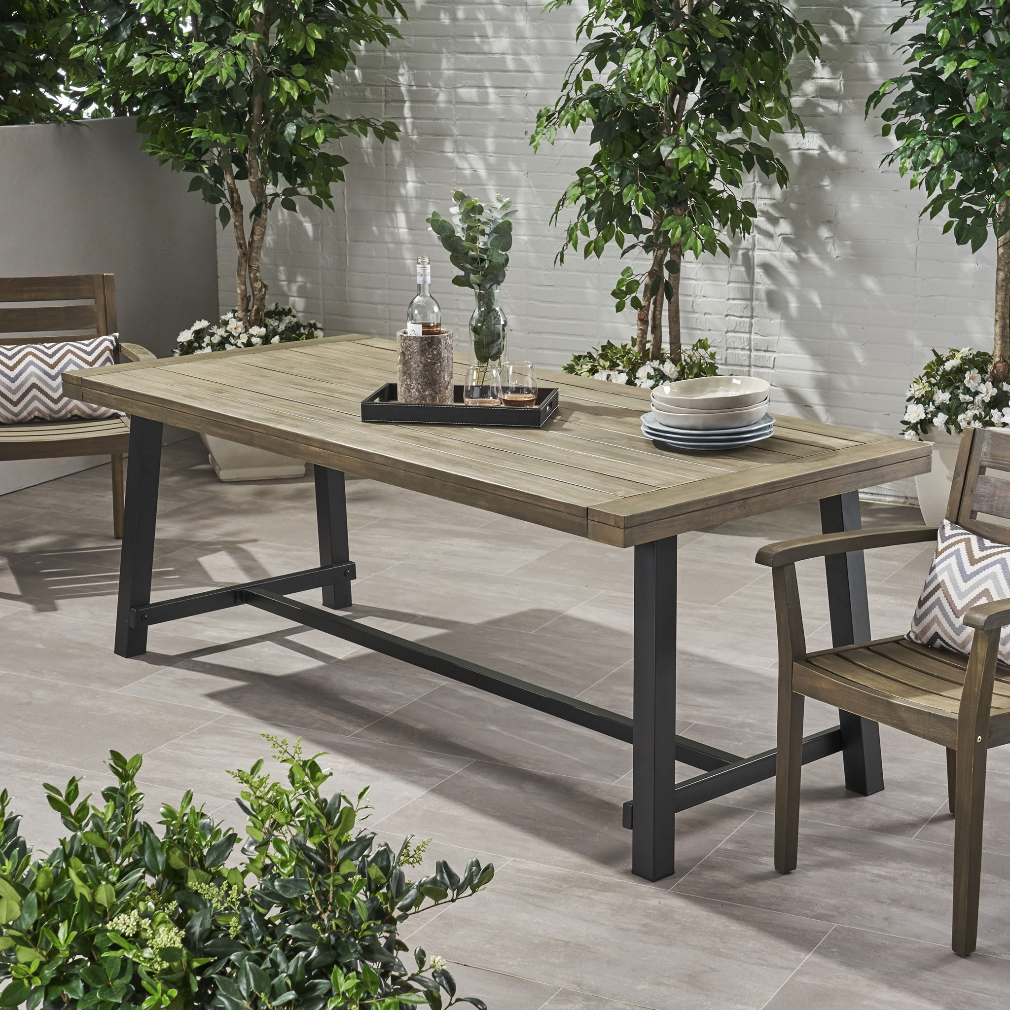 Outdoor Dining Table - Gray / Rustic Metal