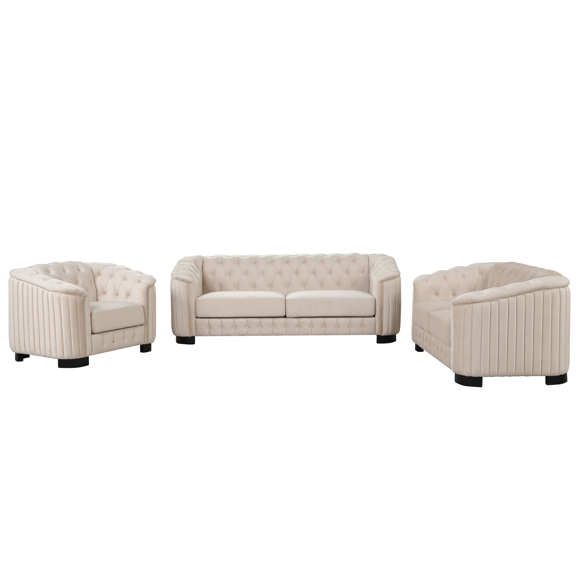 Upholstered 3 Piece Sofa Set With Legs