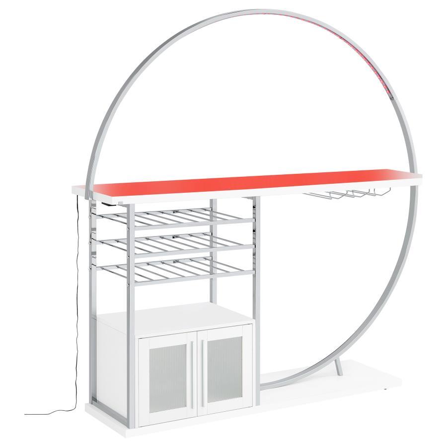 Coaster Fine Furniture Risley - 2-Door Circular LED Home Bar With Wine Storage | Meri Furniture