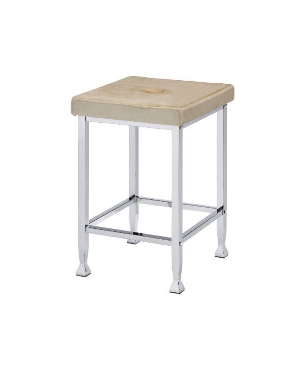 ACME Raine - Stool (Set of 2) - Beige Velvet & Chrome Finish | Meri Furniture