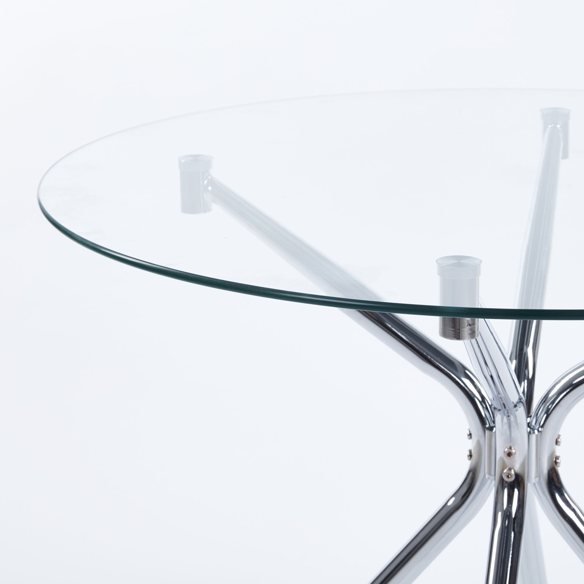 Compact Dining Table With Glass Top - Chrome