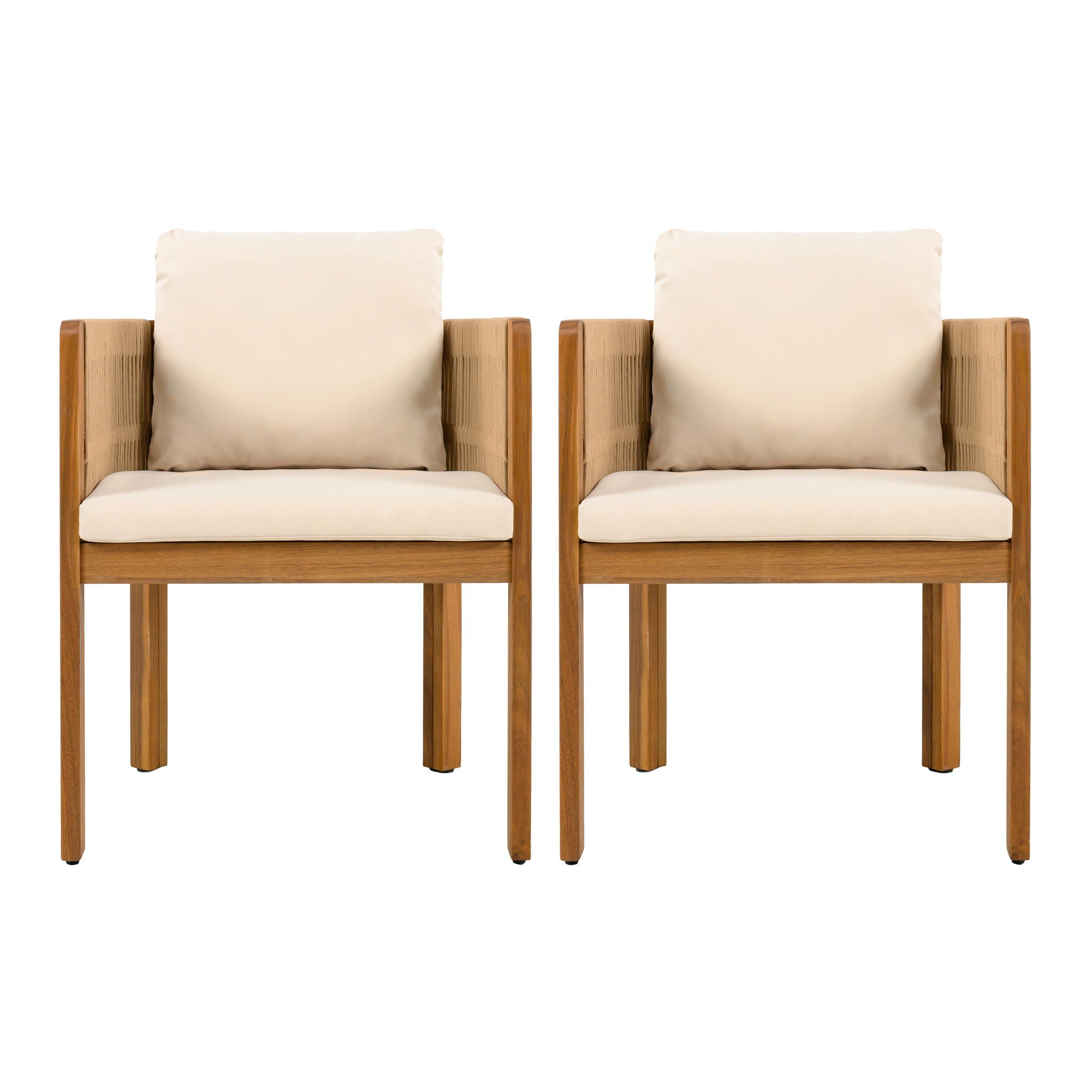 Outdoor Dining Chairs With Rope Handles (Set of 2)