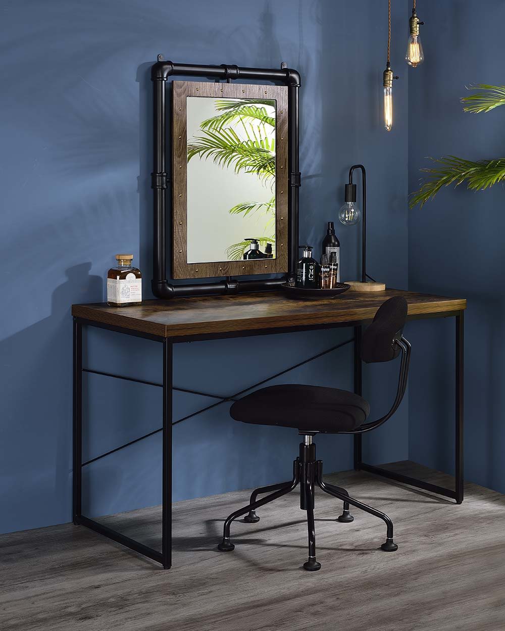 ACME Bob - Console Table - Weathered Oak & Black Finish | Meri Furniture