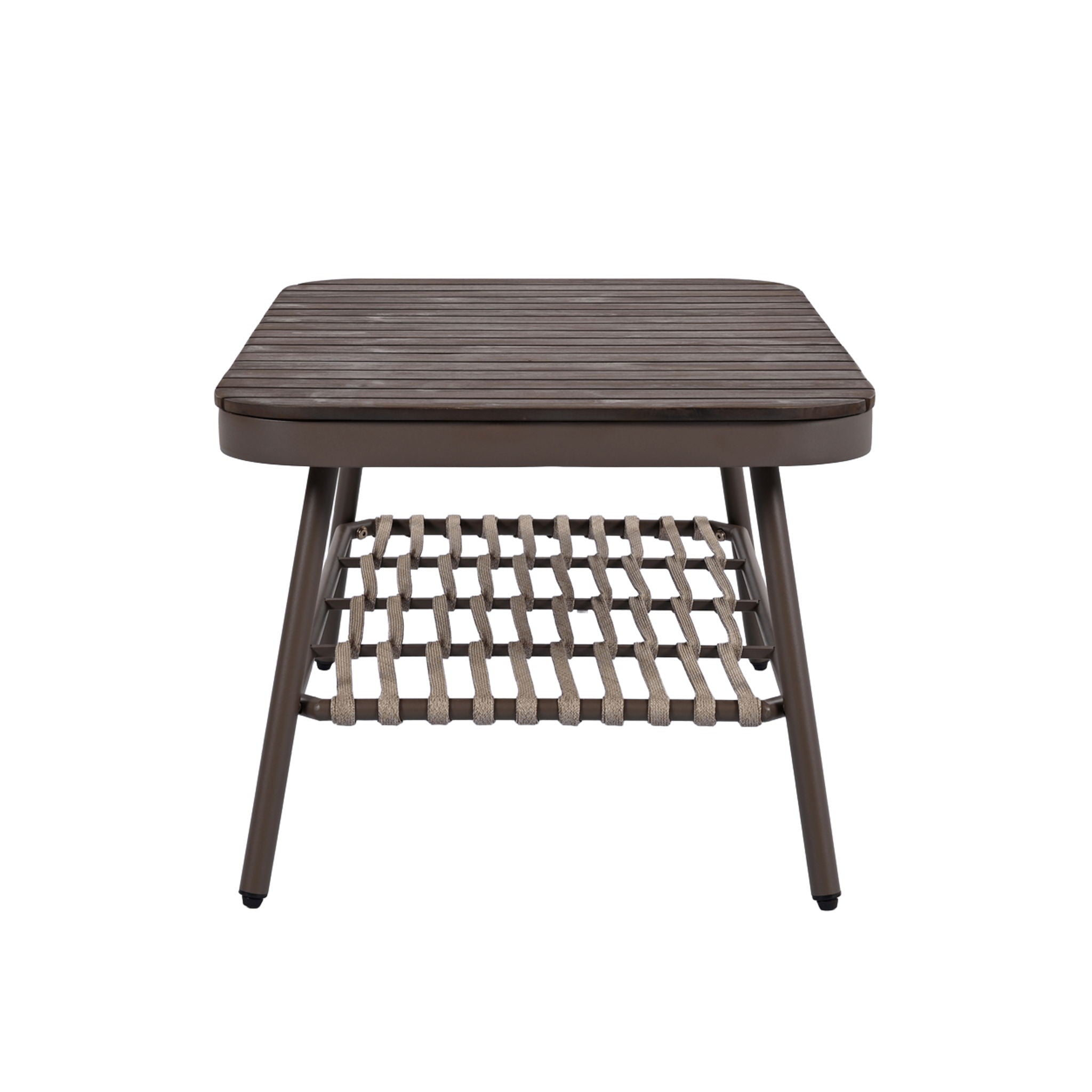 4 Piece Outdoor Patio Furniture Set, Metal Chairs With Woven Rope U Shaped Backrest