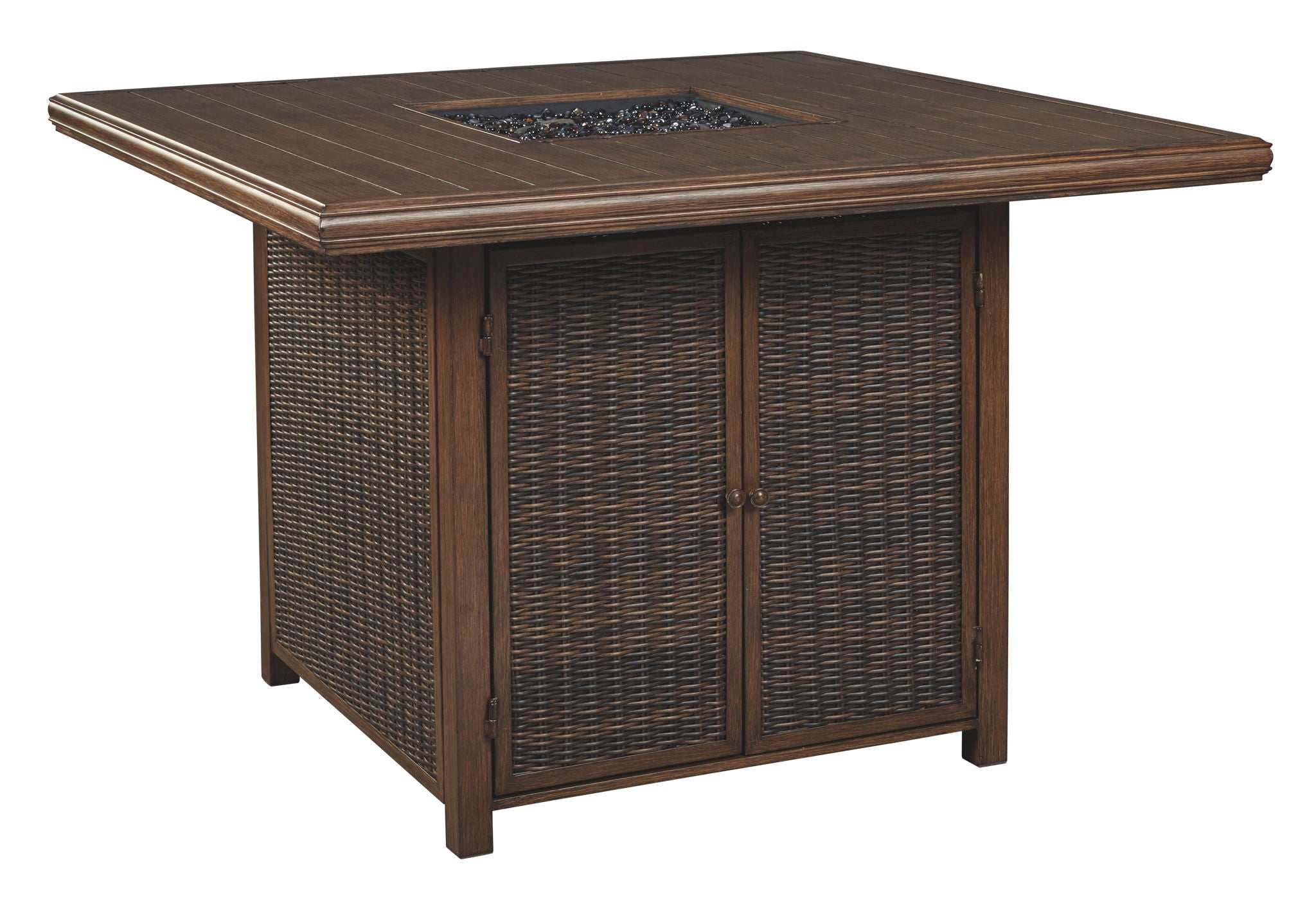 Paradise Trail - Square Bar Table w/Fire Pit - Medium Brown