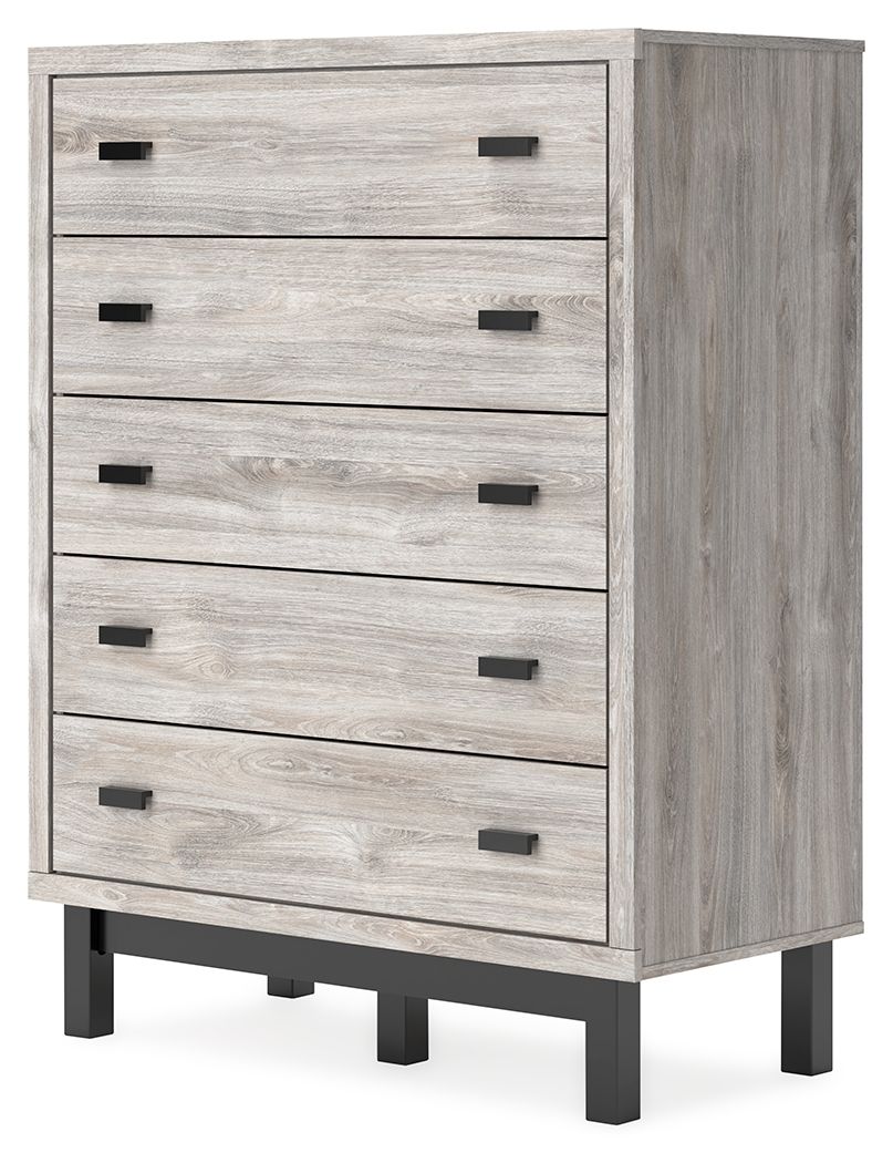 Signature Design by Ashley® Vessalli - Black / Gray - Five Drawer Wide Chest | Meri Furniture