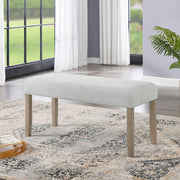 Tabitha Light Oak Finish Dining Bench with Light Gray Fabric