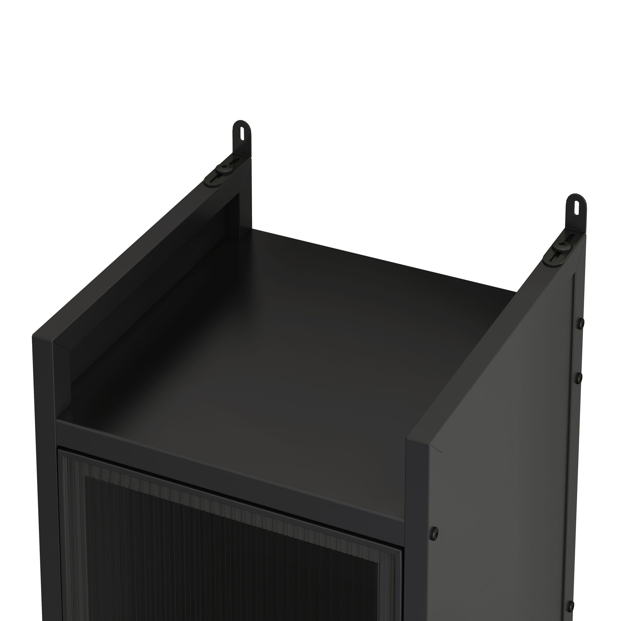 Glass Door Cabinet With Tier Storage