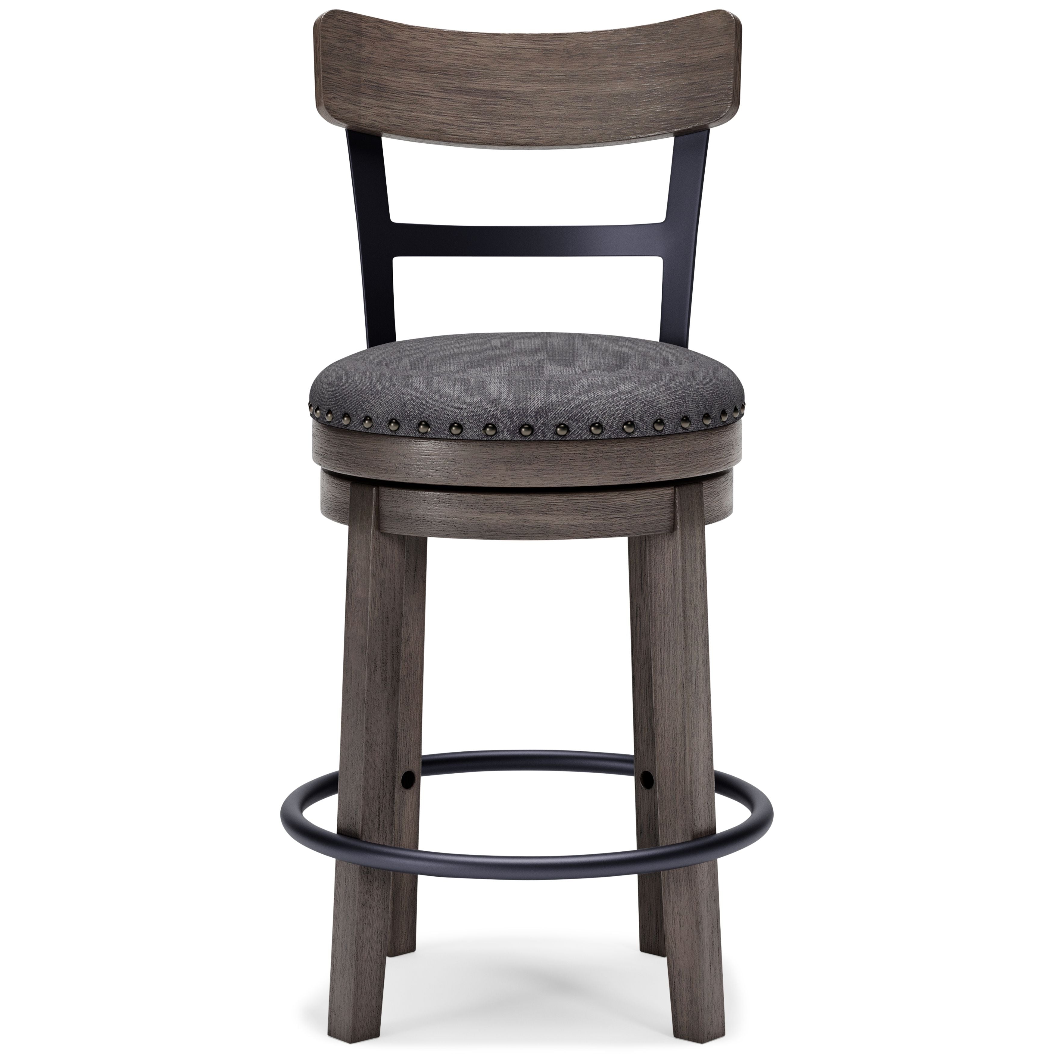 Signature Design by Ashley® Caitbrook - Gray - Uph Swivel Barstool | Meri Furniture