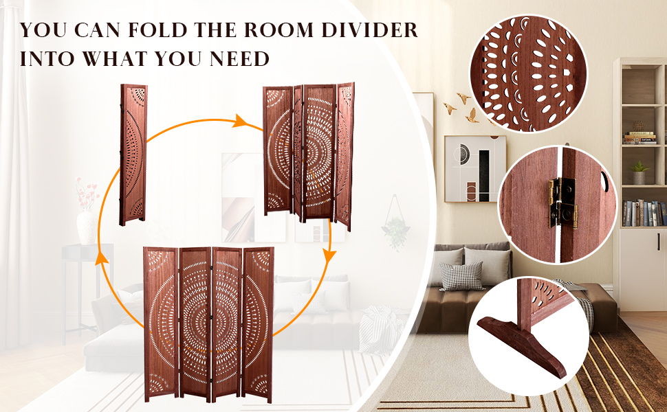 Panel Solid Wood Folding Room Divider