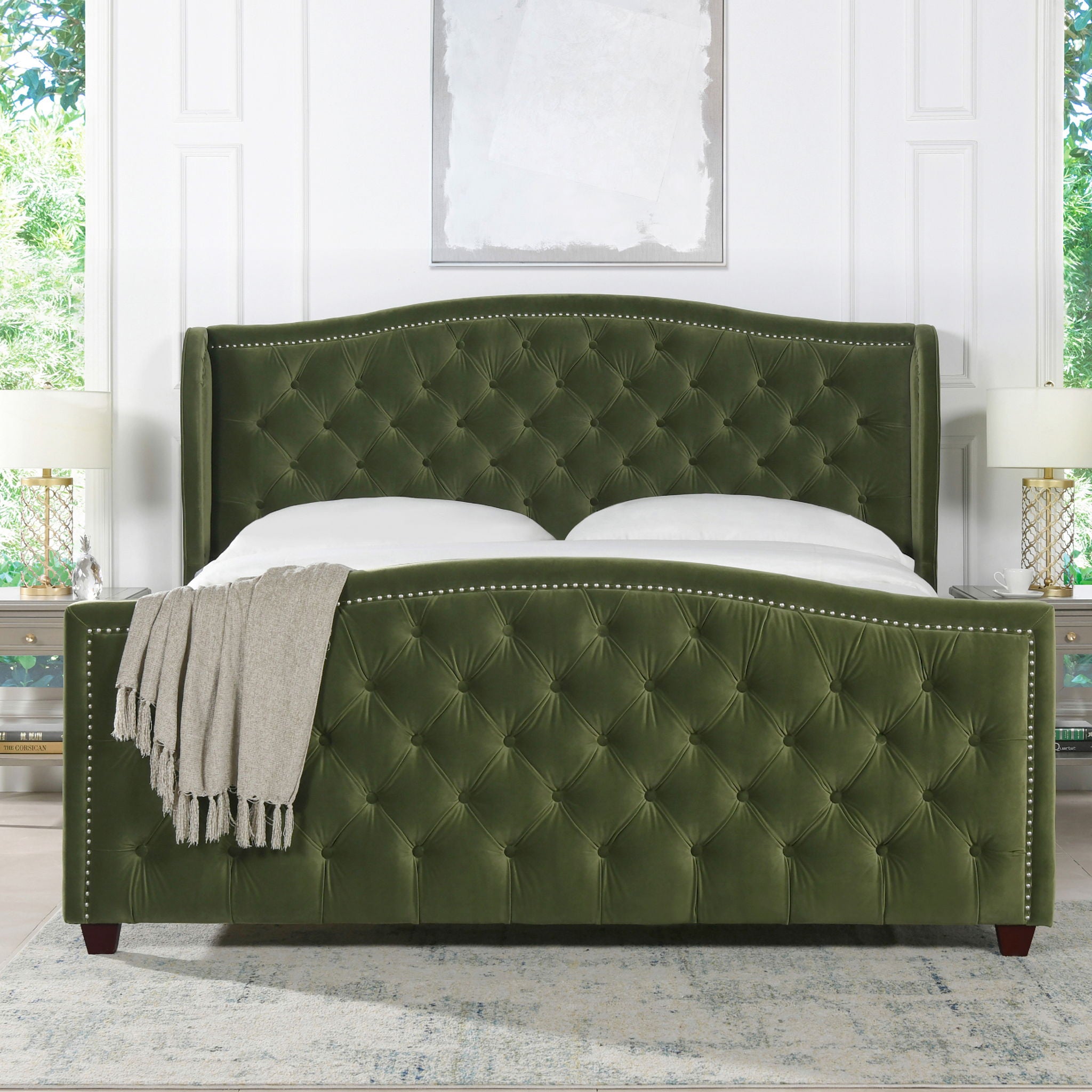 Marcella - Upholstered Shelter Headboard Bed Set