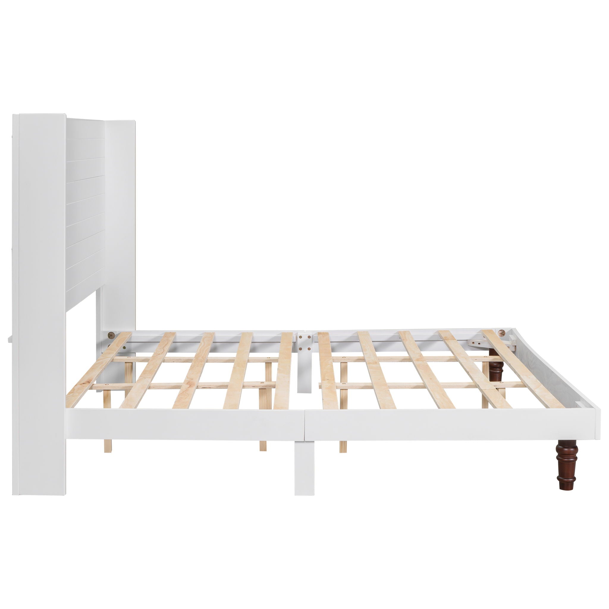 King Size, Stylish High Headboard Bed, High Quality - White