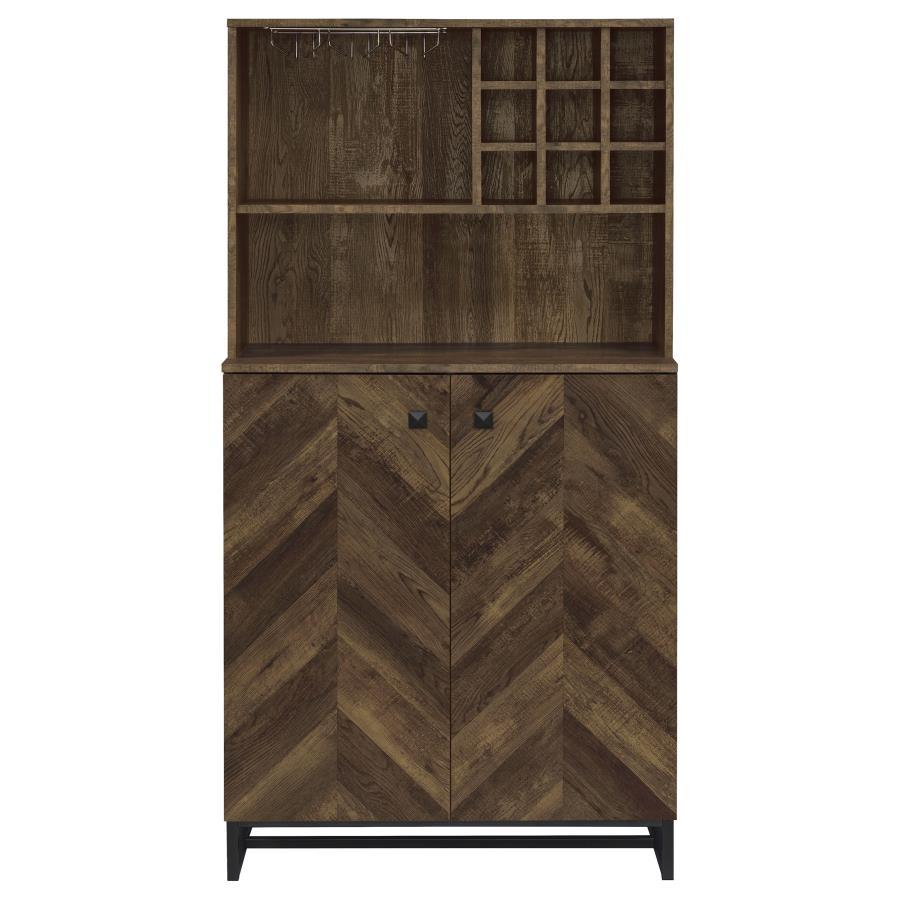 Coaster Fine Furniture Mendoza - 2 Door Home Bar Cabinet Wine Storage - Rustic Oak | Meri Furniture