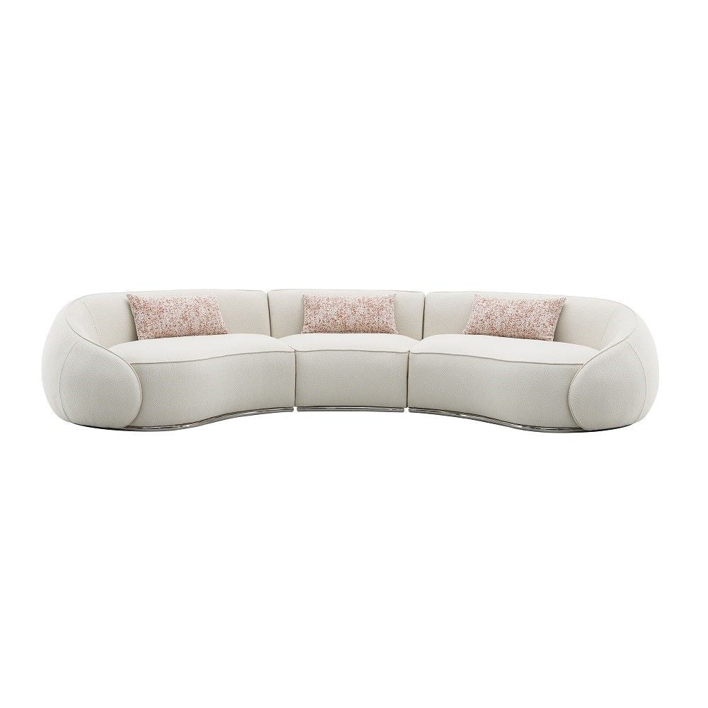 ACME Sahara - Sectional Sofa With 3 Pillows - Beige Boucle | Meri Furniture