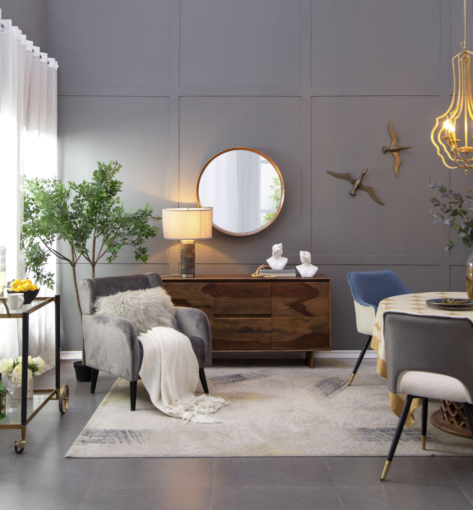 Round Wood Mirror, Wall Mounted Mirror Home Decor For Bathroom Living Room