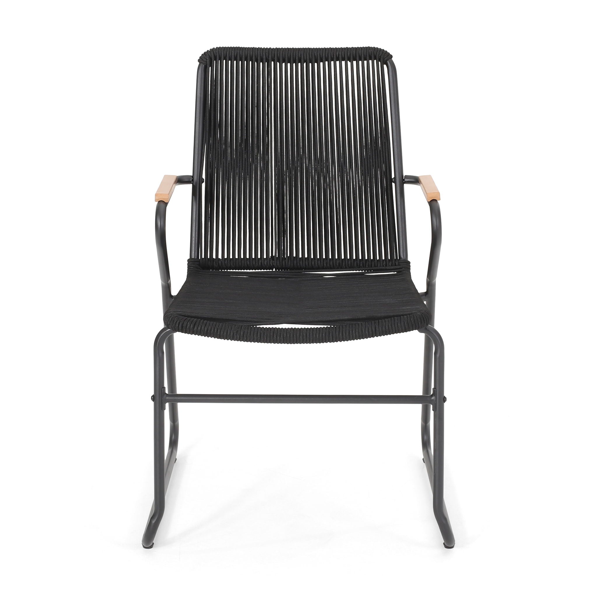 Moonstone - Outdoor Club Chair Set With Rope Weave Design - Black
