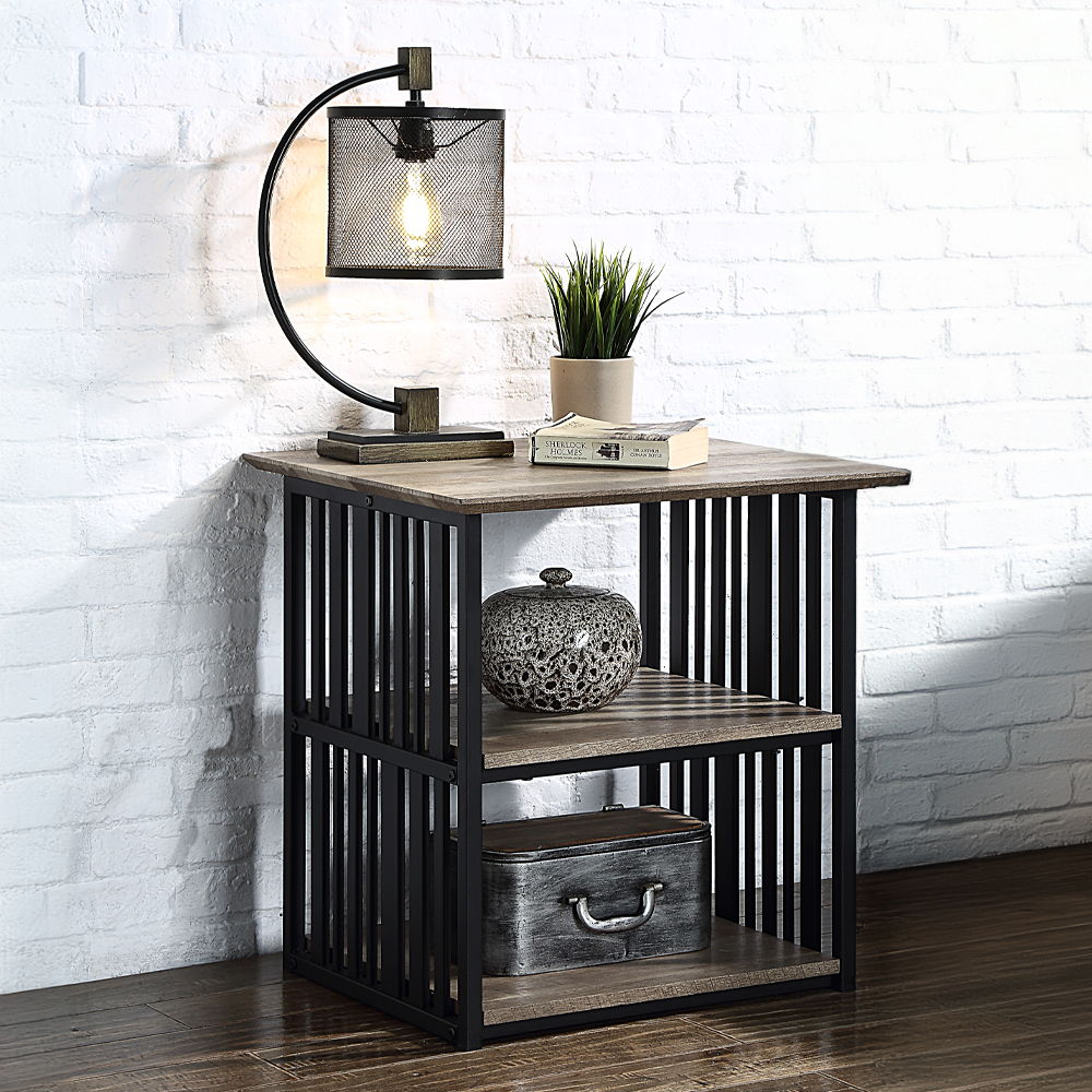 Zudora - Nightstand - Antique Oak & Black