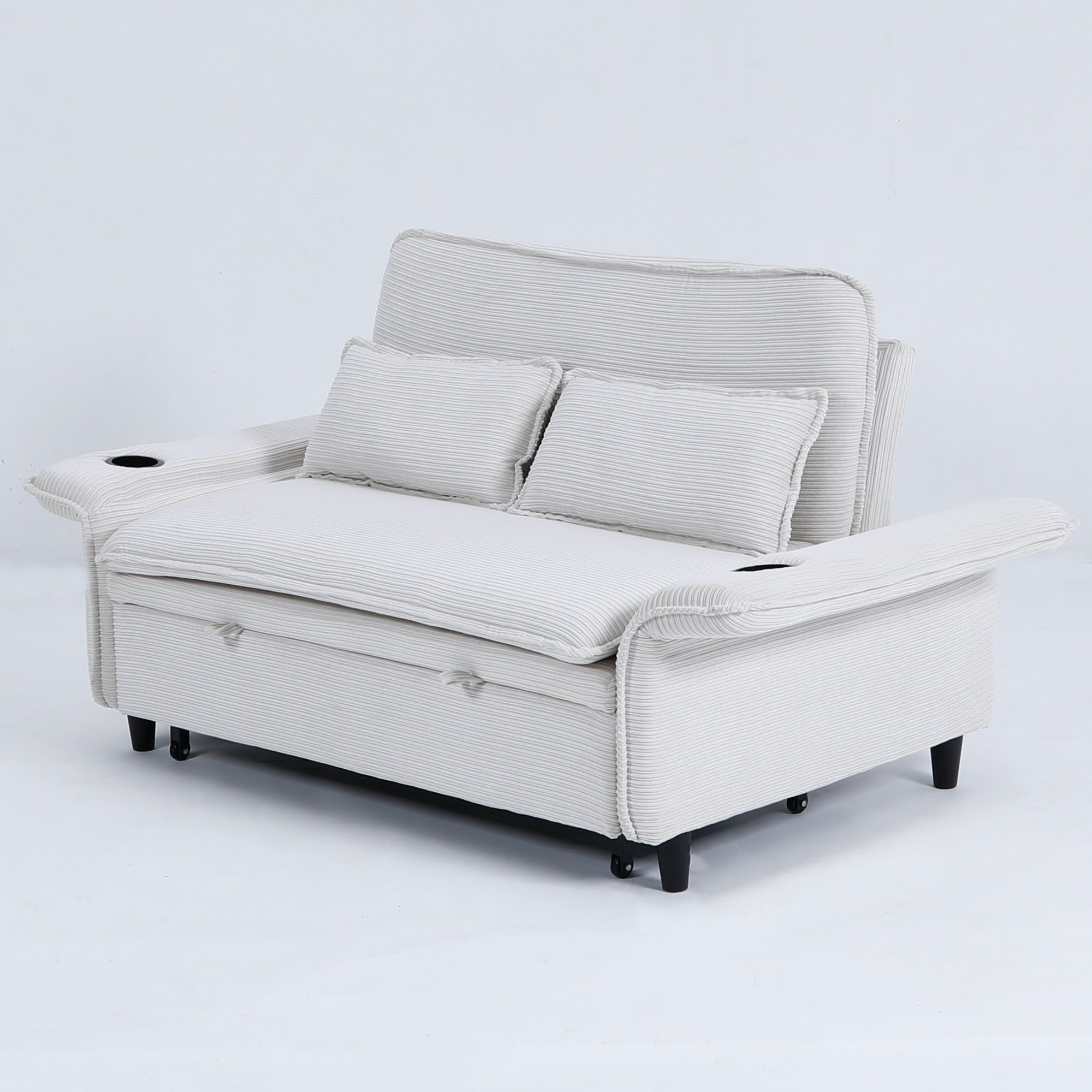 Modern Fabric Multi-Functional Sofa Bed With Adjustable Armrests And Backrests