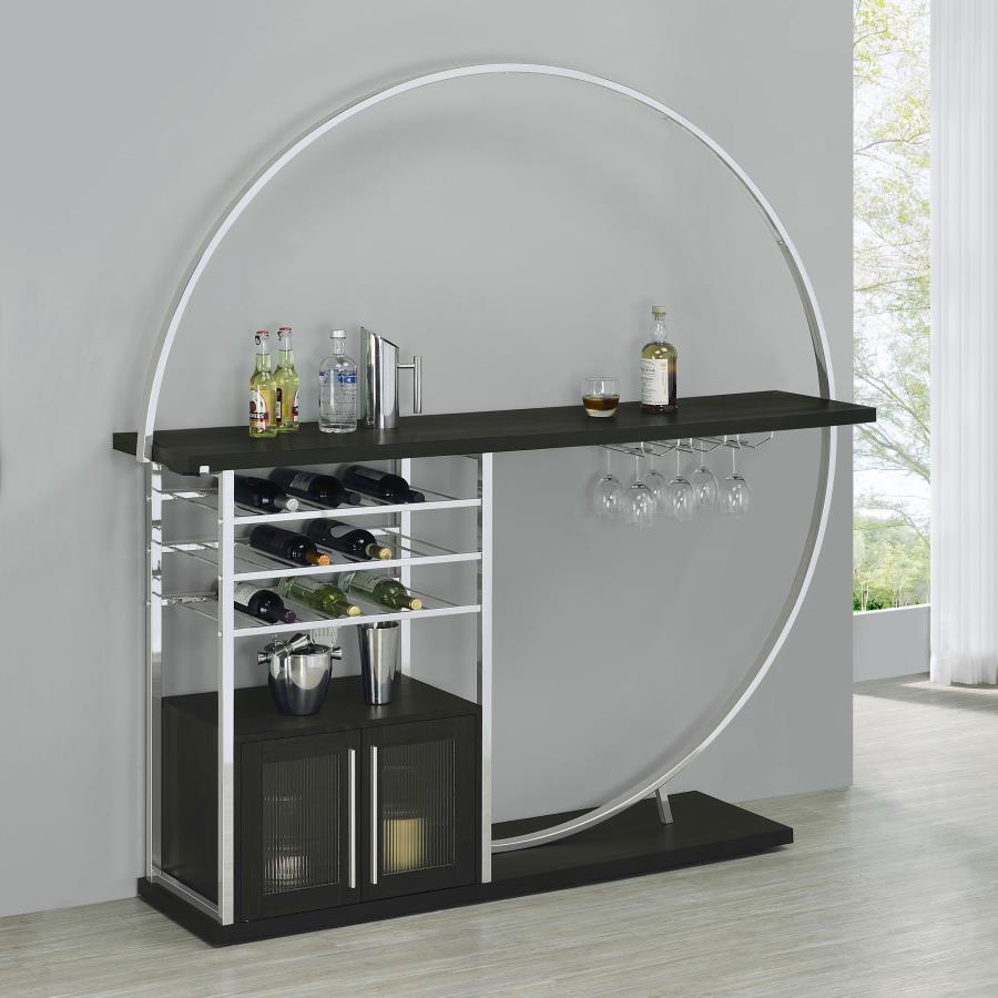Coaster Fine Furniture Risley - 2-Door Circular LED Home Bar With Wine Storage | Meri Furniture