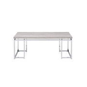 ACME Chafik - Coffee Table - Natural Oak & Chrome | Meri Furniture