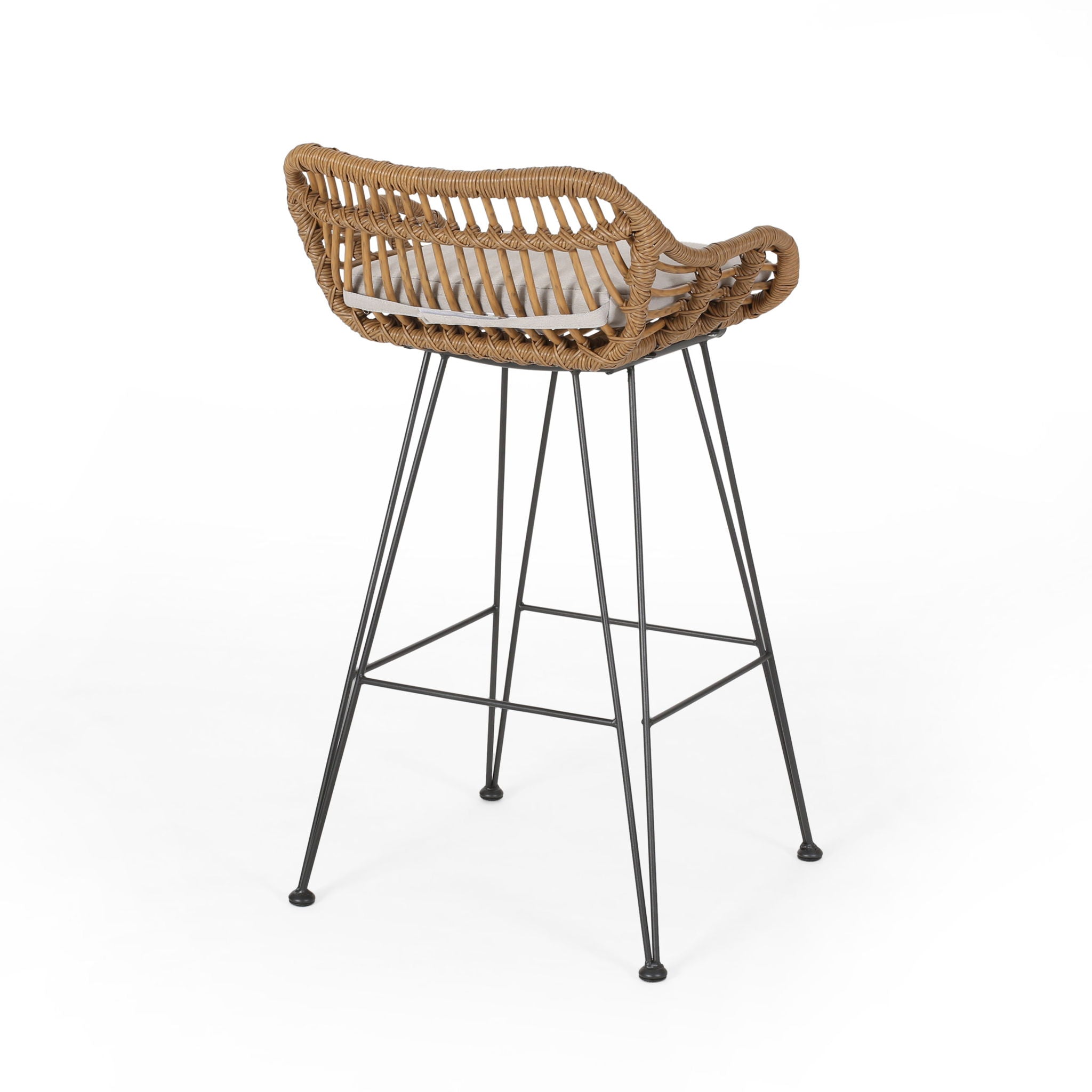 Outdoor Rattan Bar Chair With Metal Legs