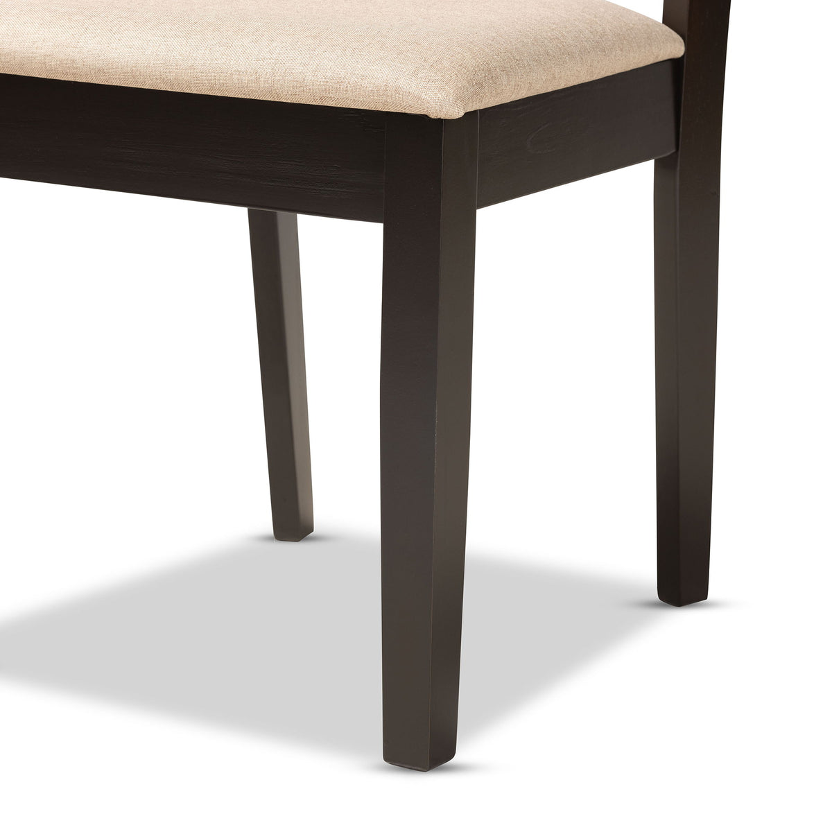Nicolette Modern and Contemporary Sand Fabric Upholstered and Dark Brown Finished Wood 7-Piece Dining Set