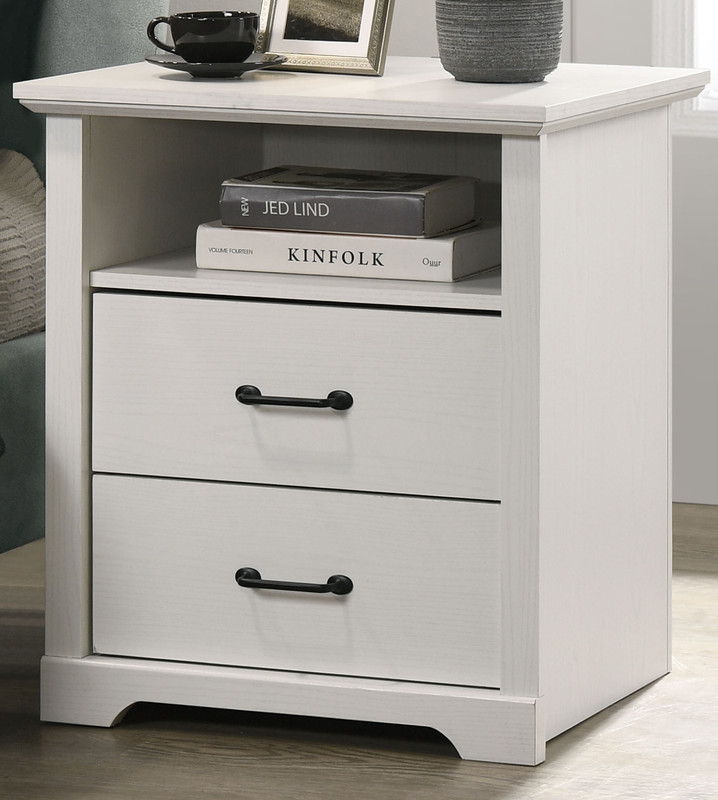 Elara 22"W White 2-Drawer Nightstand Bedside Table with USB charging  Ports