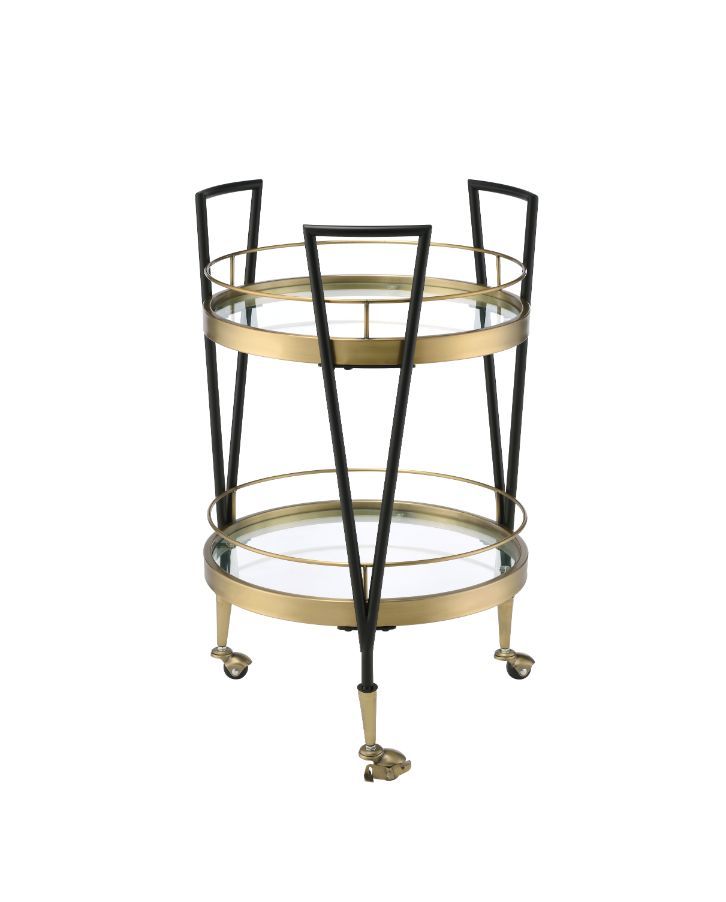 ACME Vries - Serving Cart - Black & Gold Finish | Meri Furniture