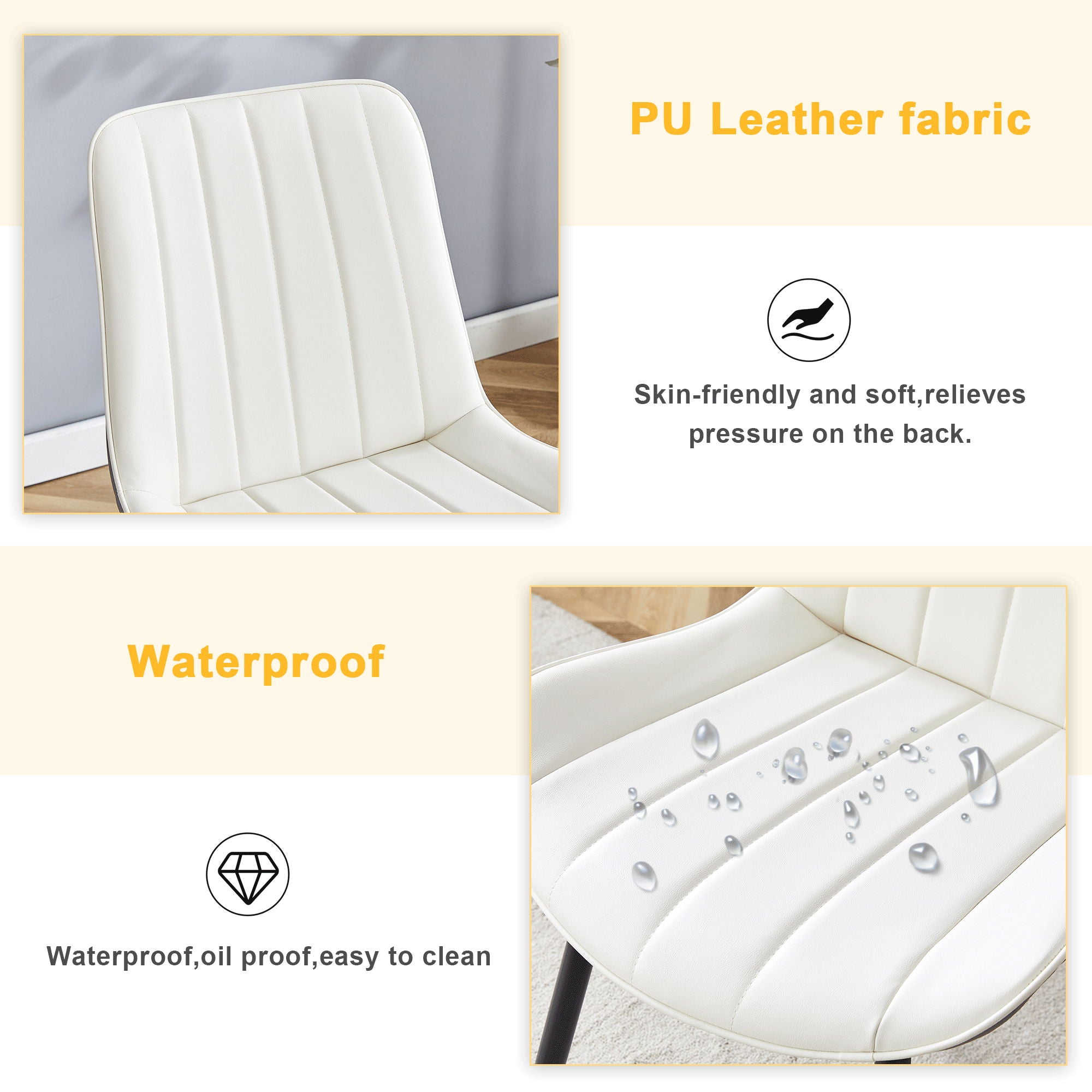 Modern Minimalist Dining Chair Set, Extended Seat Cushion