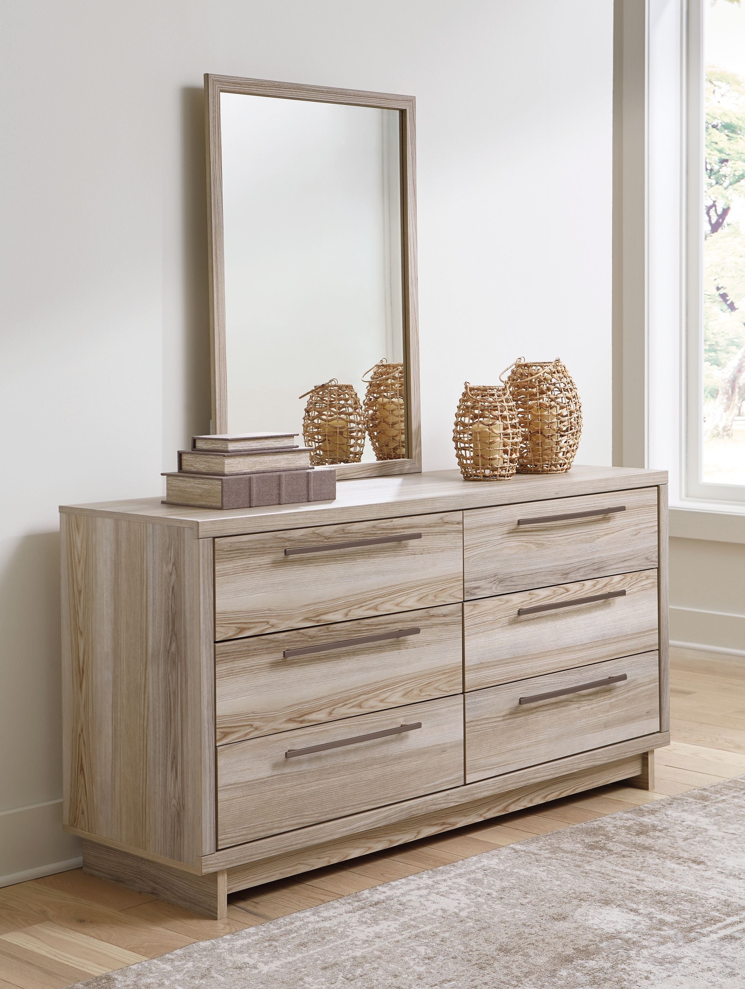Signature Design by Ashley® Hasbrick - Tan - Dresser And Mirror | Meri Furniture