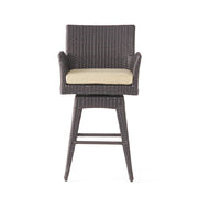 Outdoor Modern Rattan Swivel Barstool With Tapered Legs - Beige / Multibrown
