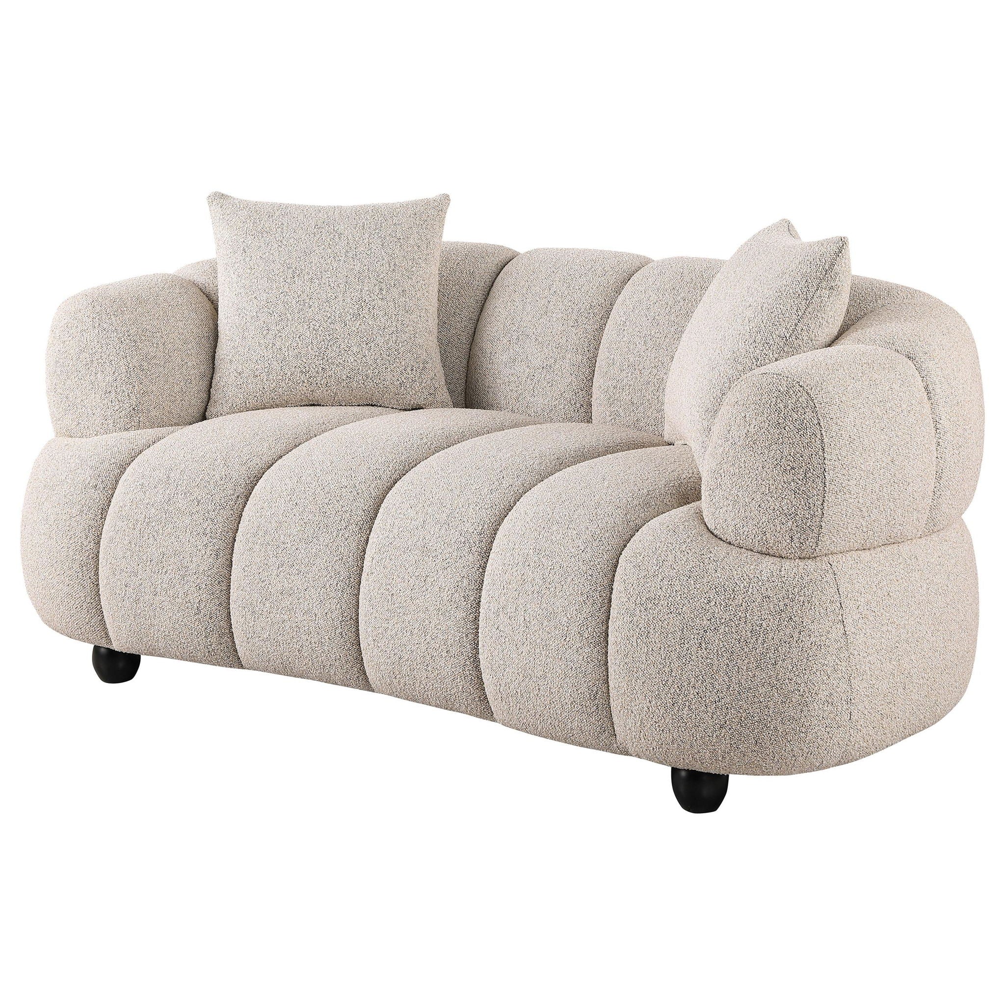 Whitney Contemporary Channel Tufted Boucle Upholstered Loveseat