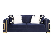 ACME Virrux - Sofa - Blue Velvet & Gold Finish | Meri Furniture