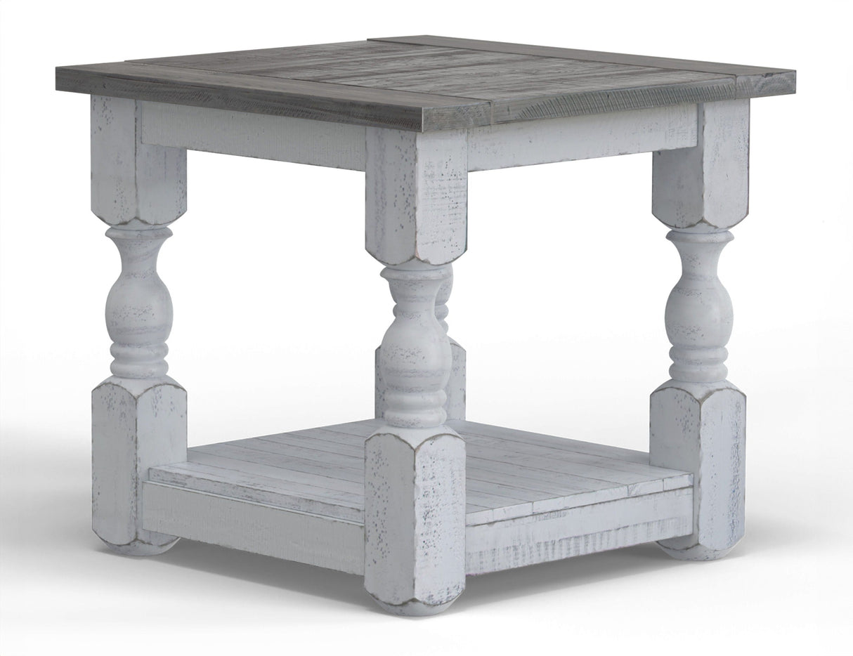 International Furniture Direct Stone - End Table - Antiqued Ivory / Weathered Gray | Meri Furniture