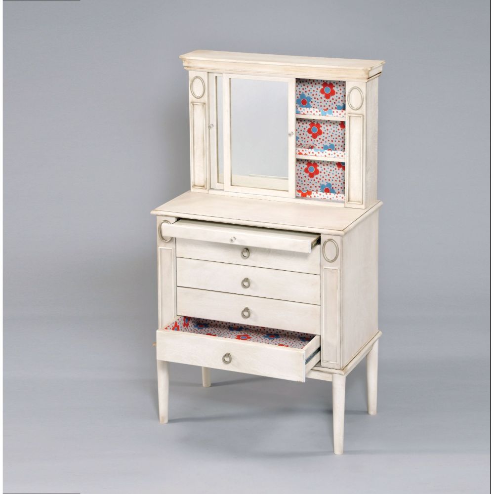 ACME Leven - Jewelry Armoire - Antique White | Meri Furniture