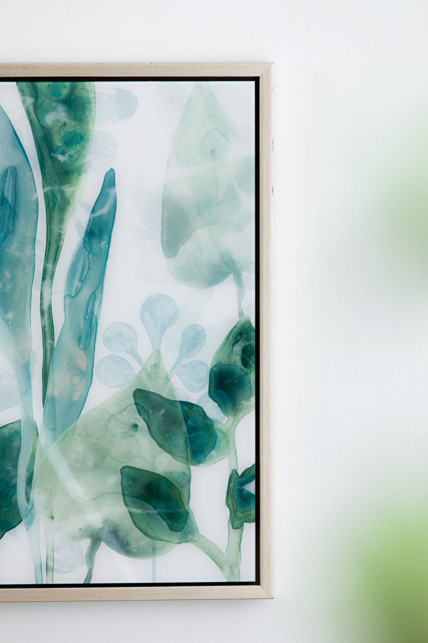 Framed Printed Acrylic Decorative Wall Art, Wall Decor For Living Room (Set of 2) - White / Green