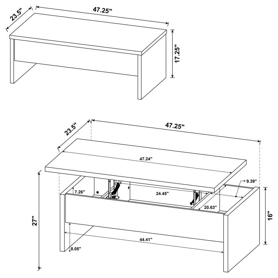 Canoga - Lift Top Cocktail Coffee Table Set - Light Oak