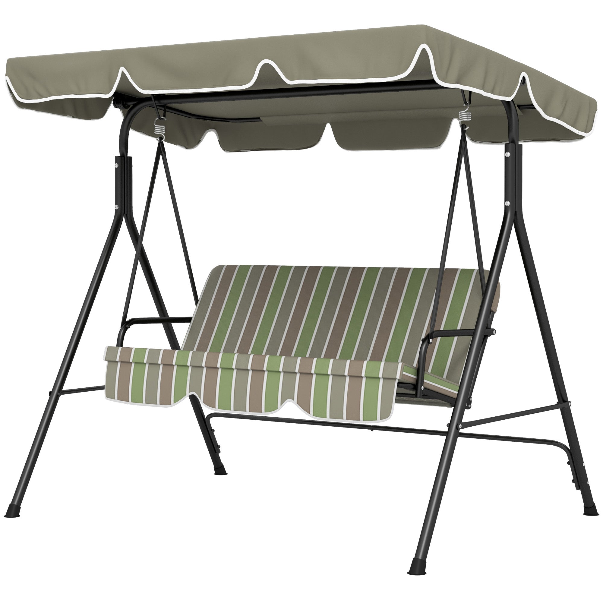 3-Seat Outdoor Patio Swing Chair Canopy with Removable Cushion